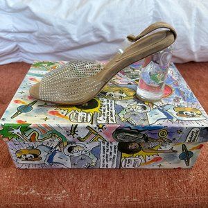 Jeffrey Campbell illusion sparkle sandals sz 8